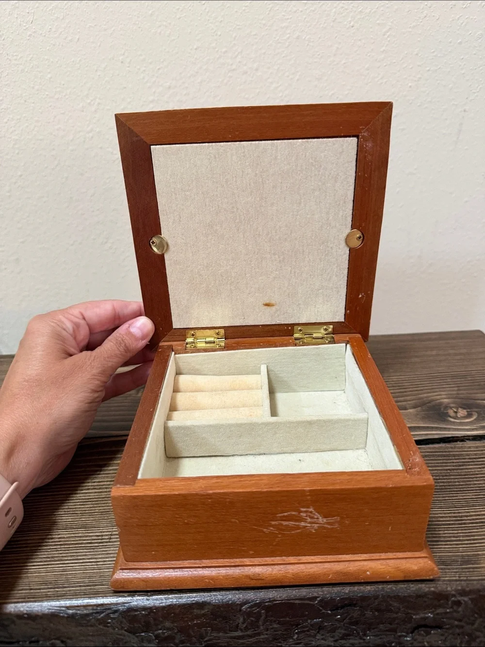 Vintage Interpur Wooden Jewelry Box Taiwan Keepsake Box Farmhouse Cottage Decor